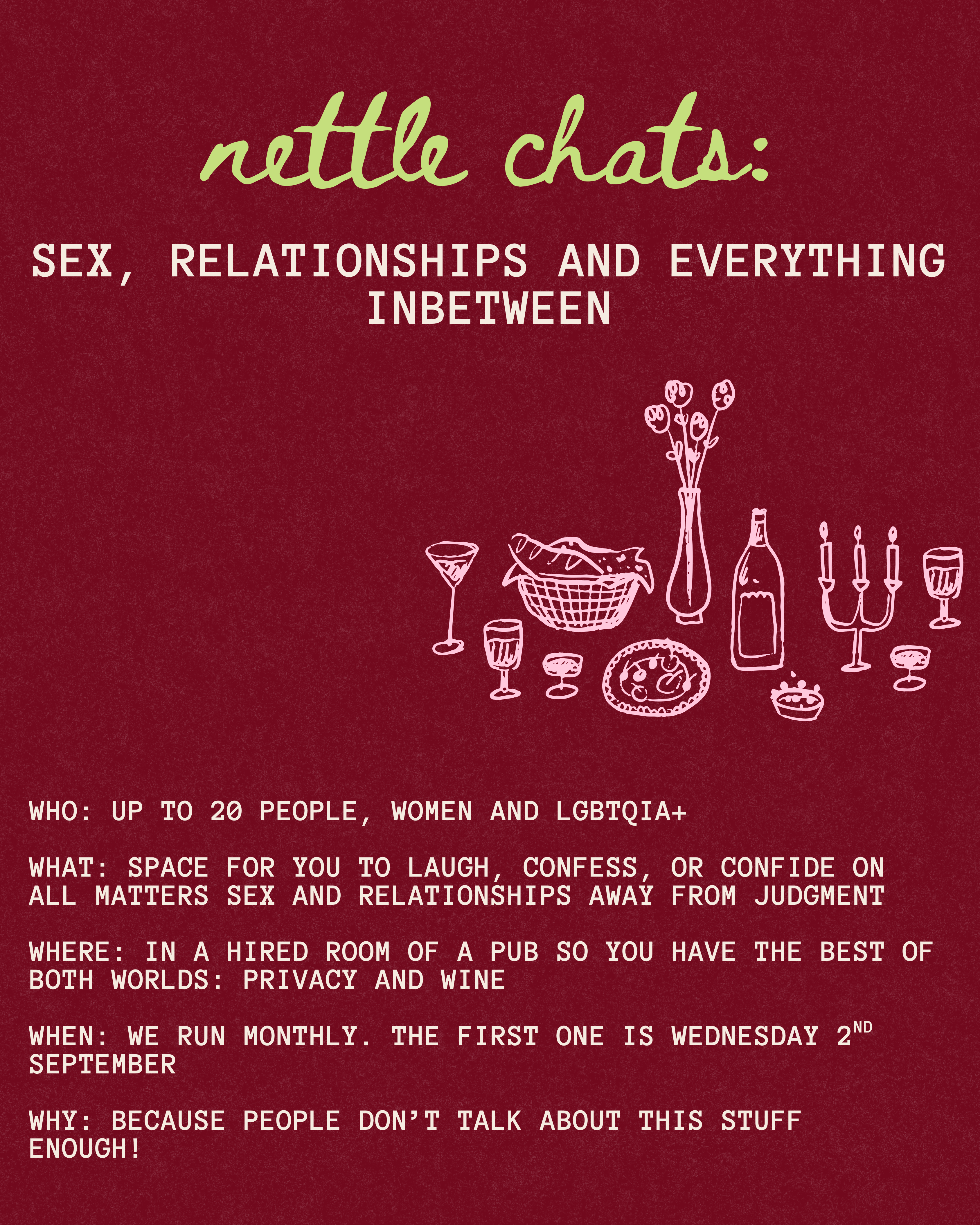 Nettle chats details: who, what, where, when and why
